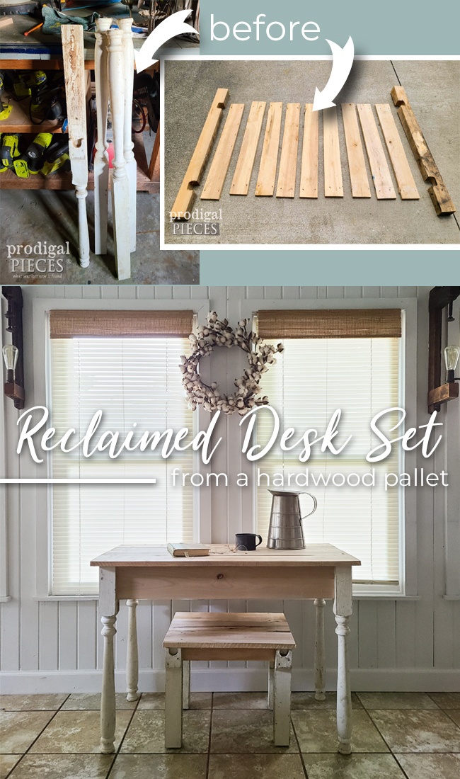 Build a relaimed wood desk set as shown built by Larissa of Prodigal Pieces | prodigalpieces.com prodigalpieces furntiure home homedecor diy