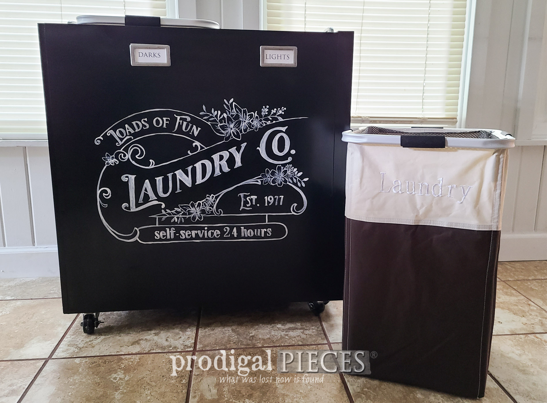 Upcycled Filing Cabinet into Portable Laundry Bin