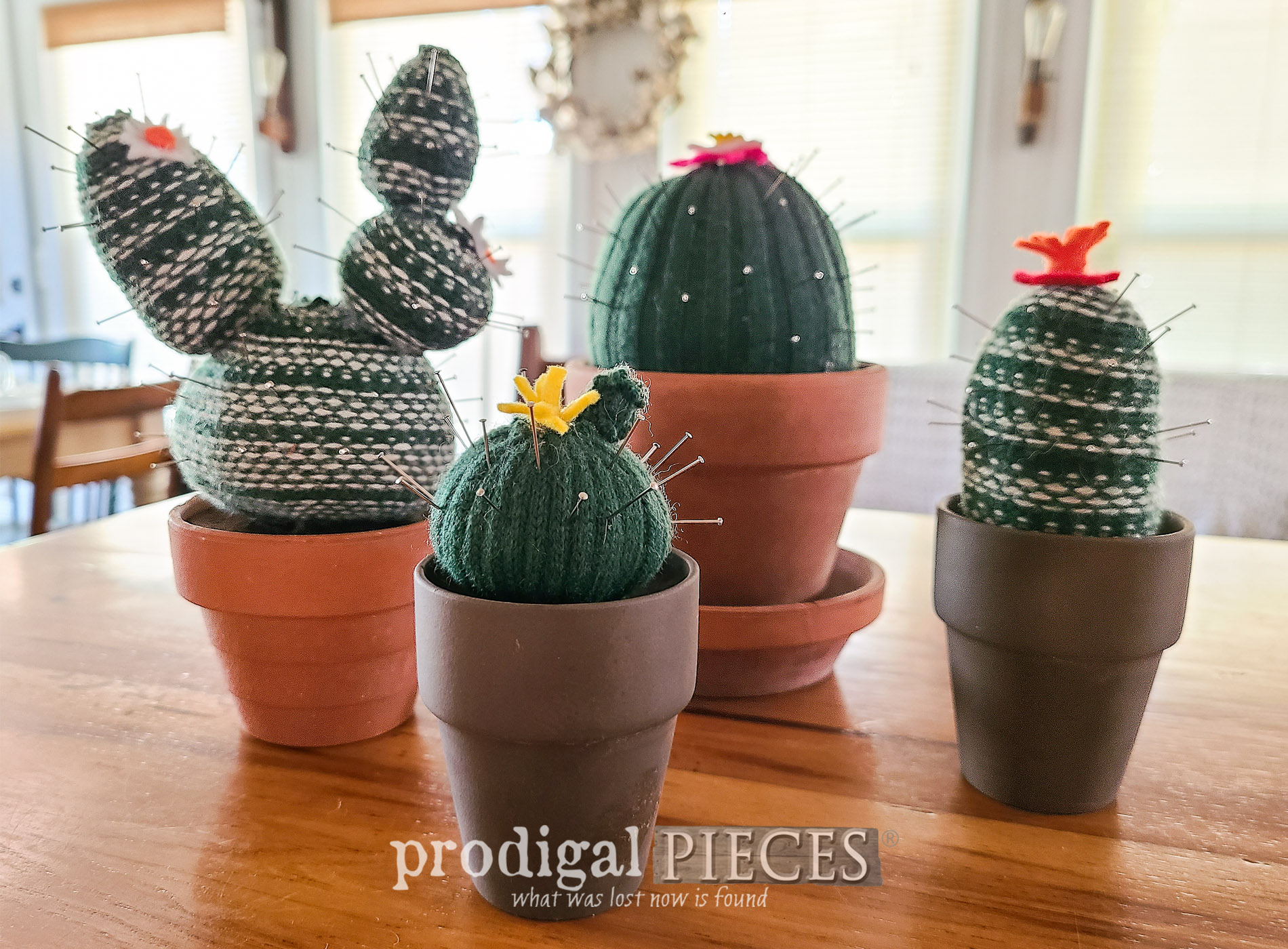 Upcycled Sweater Cactus Pincushion