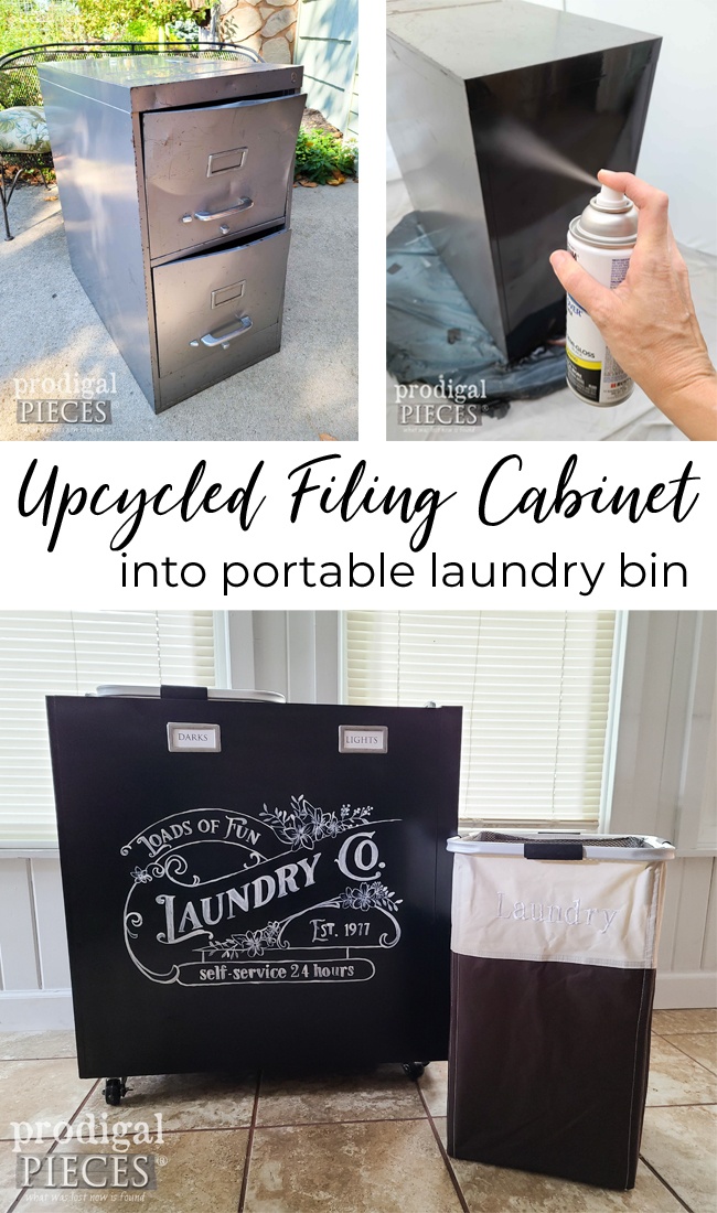 Upcycled Filing Cabinet is Transformed into a Portable Laundry Bin by Larissa of Prodigal Pieces | prodigalpieces.com prodigalpieces farmhouse industrial laundry upcycled