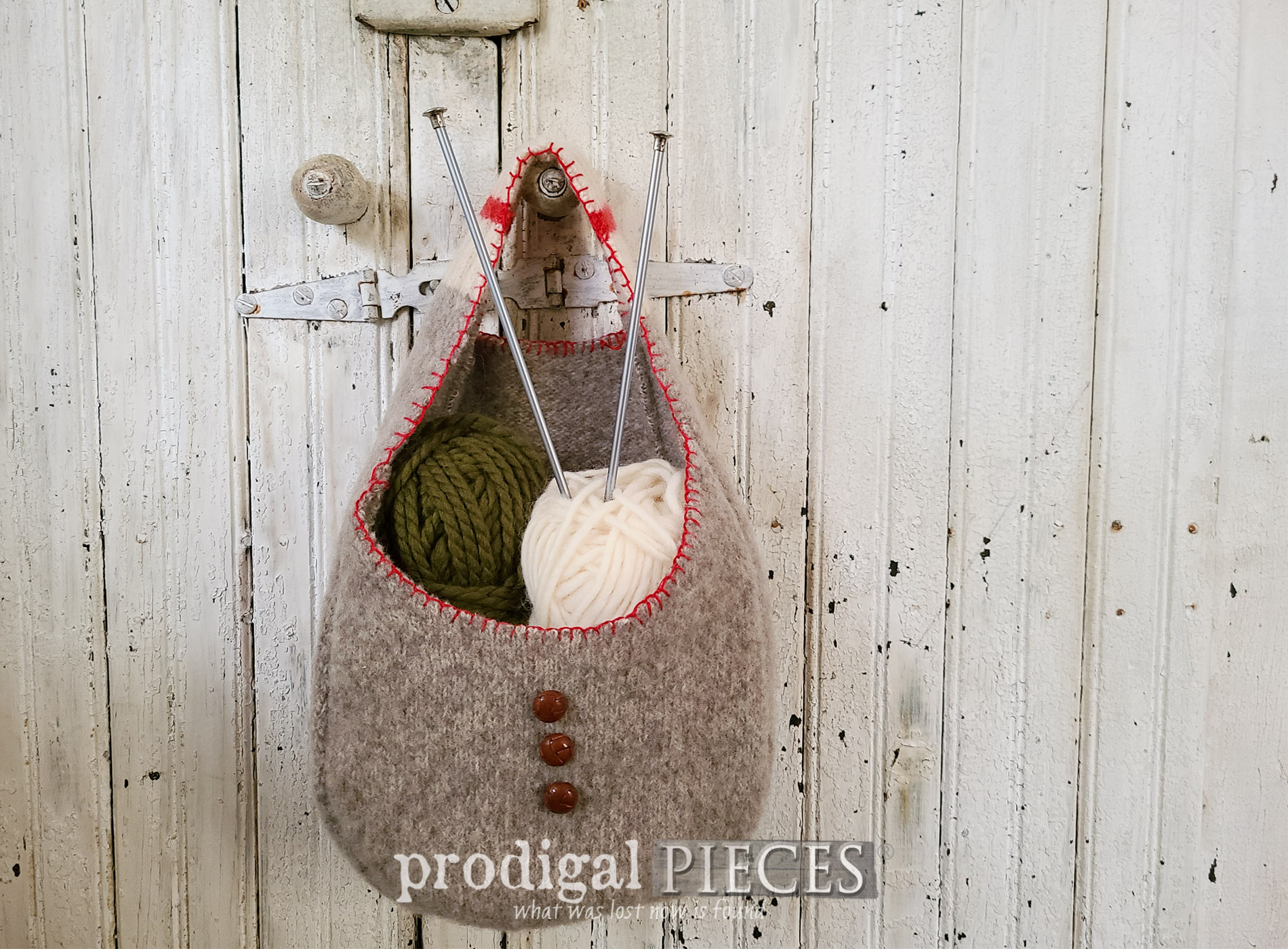 Felted Wool Hanging Basket from Sweater Dress