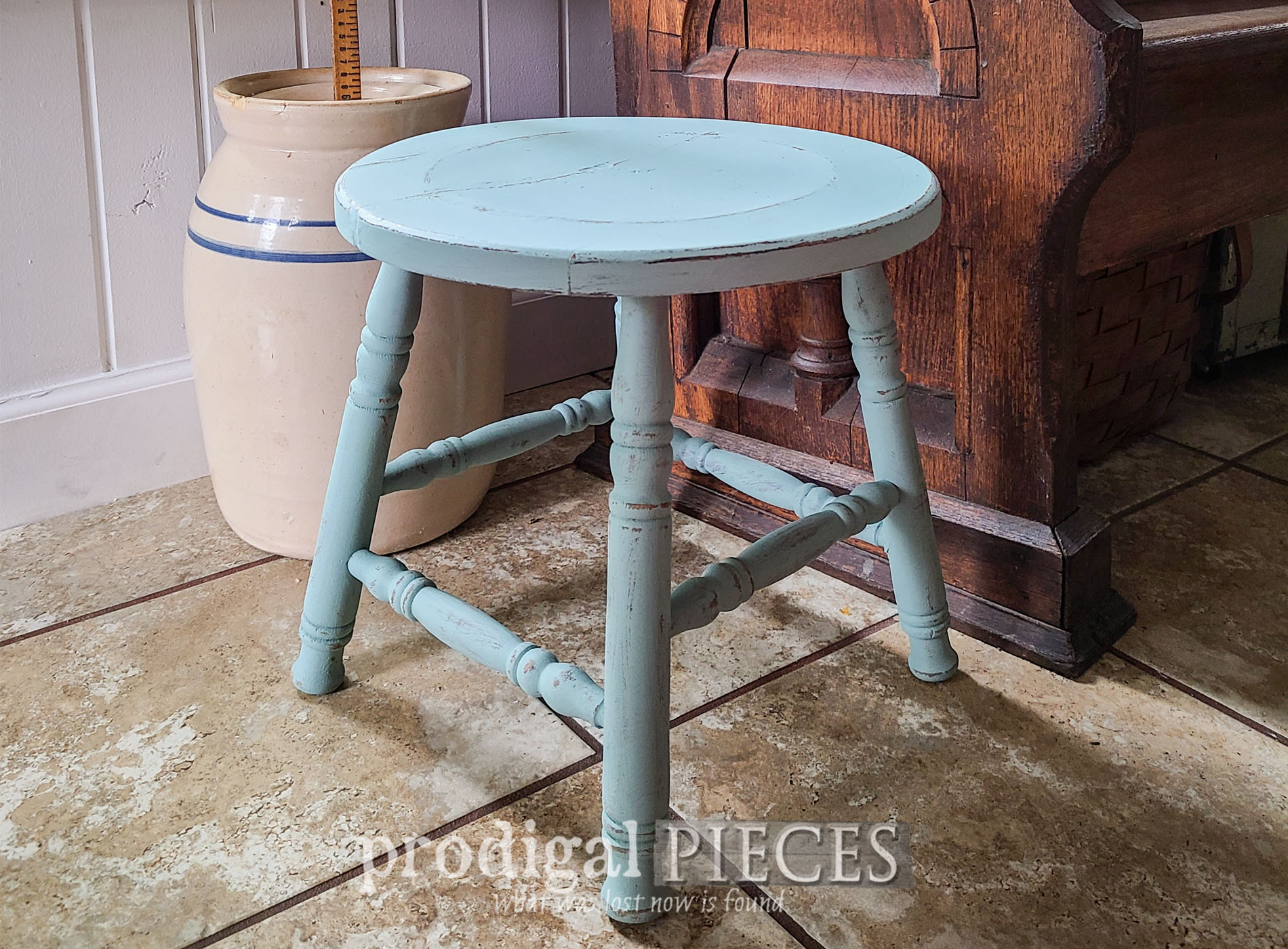 Upcycled Bar Stool into Home Decor