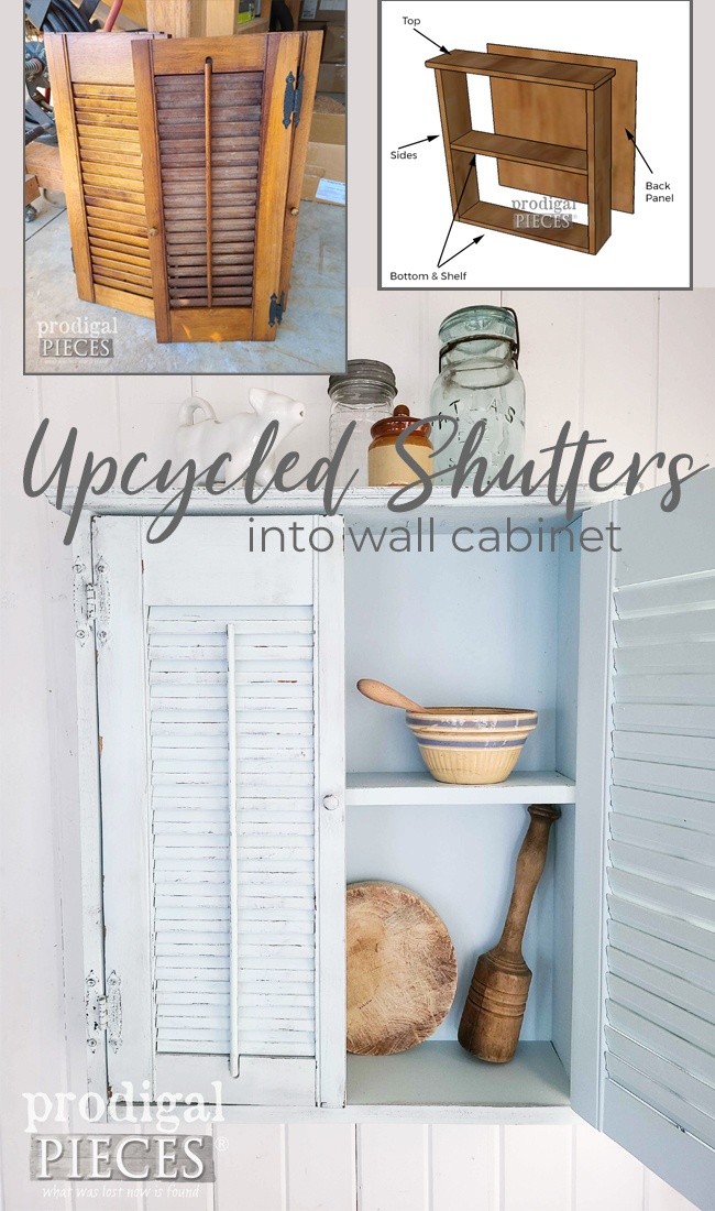 Grab those thrifted window shutters and turn them into an upcycled shutters wall cabinet with plans by Larissa of Prodigal Pieces | prodigalpieces.com prodigalpieces handmade farmhouse cottage home diy woodworking