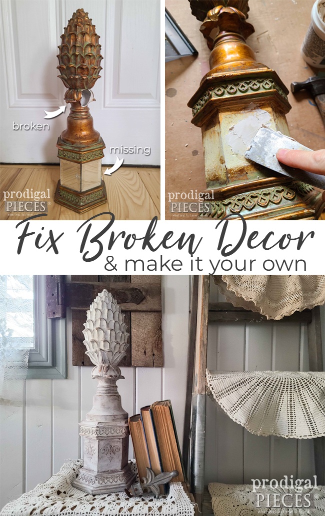 Don't toss that broken decor. Repair it! It's simple and easy with the steps by Larissa of Prodigal Pieces | prodigalpieces.com prodigalpieces diy farmhouse homedecor home