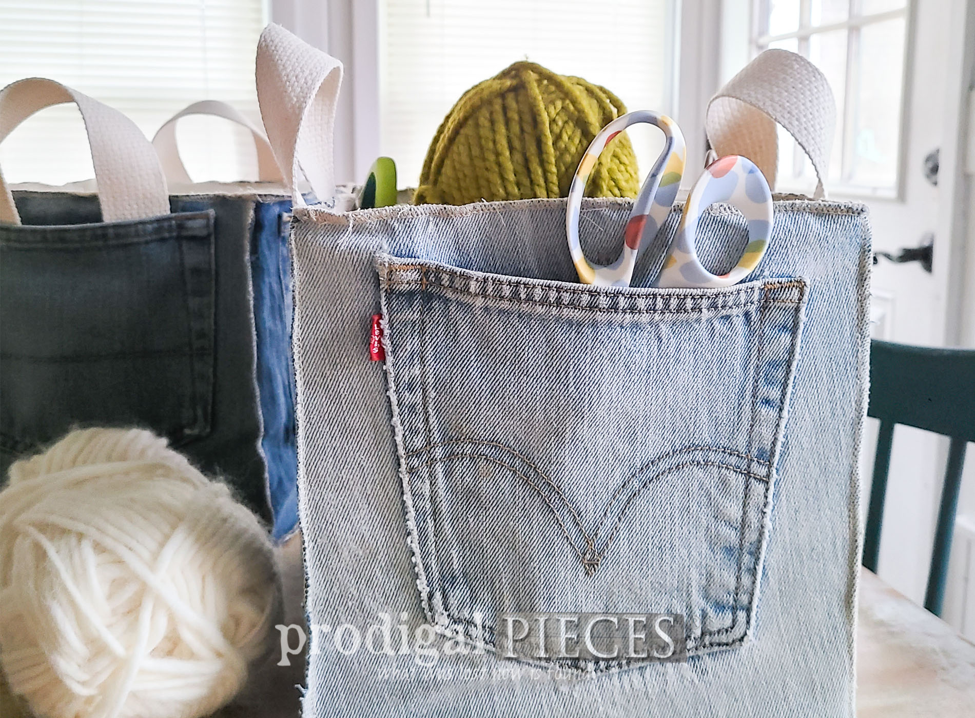Upcycled Jean Storage Bucket