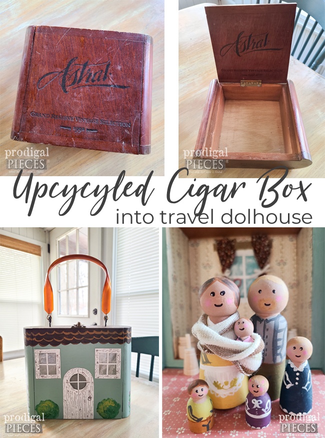 An Upcycled Cigar Box is Turned into an Adorable Travel Dollhouse by Larissa of Prodigal Pieces | prodigalpieces.com prodigalpieces diy toys gifts kids pretendplay