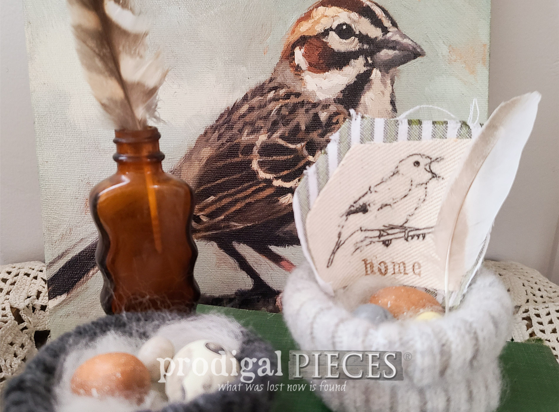Upcycled Bird Nests from Felted Sweater Cuffs