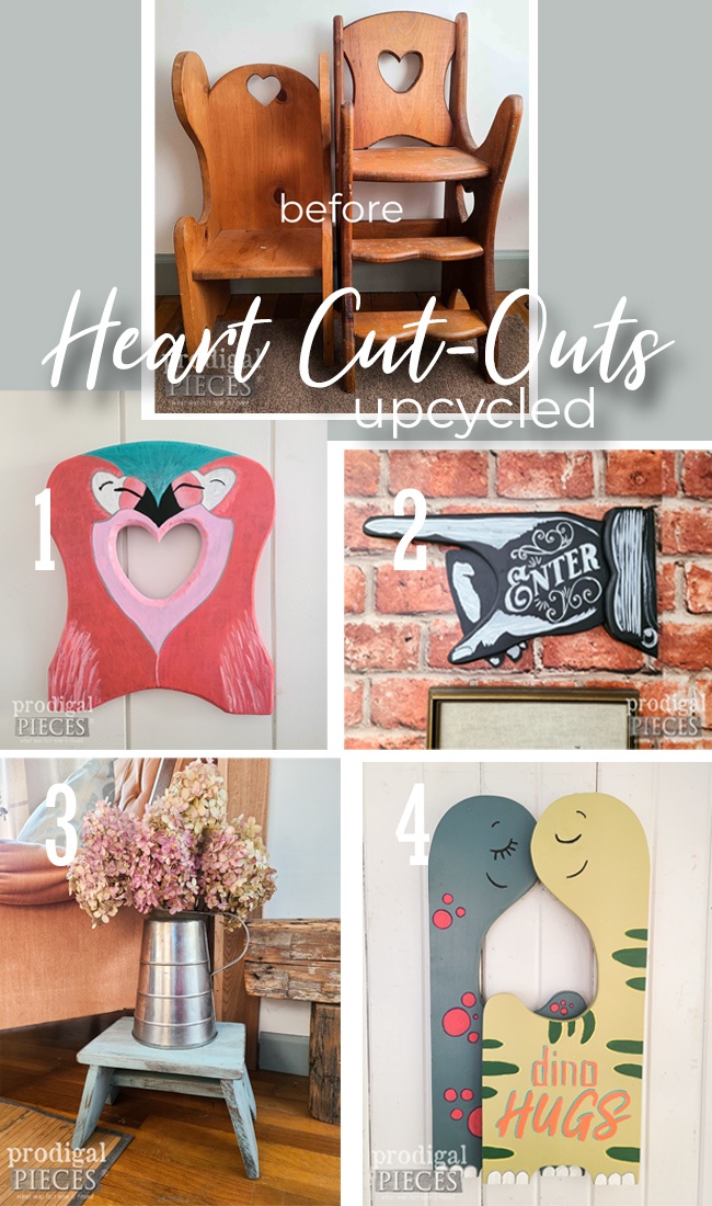 Heart Cut-Out Furniture Upcycle into Four Different Projects | Which is your favorite? | DIY details at Prodigal Pieces | prodigalpieces.com prodigalpieces upcycled diy art farmhouse homedecor