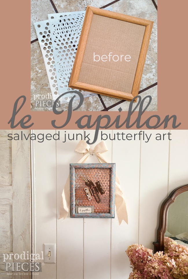 A thrifted picture frame becomes so much more when Larissa of Prodigal Pieces creates butterfly wall art from salvaged junk | prodigalpieces.com prodigalpieces art home diy butterfly