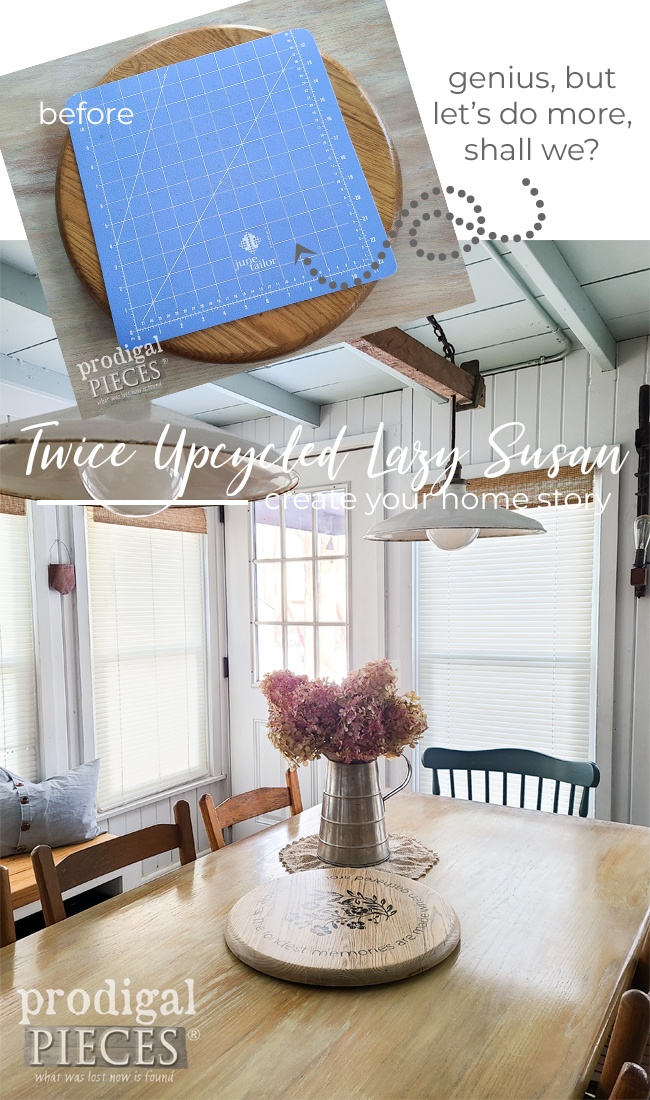This once-upcycled lazy susan is given a new life with hand-painted design by Larissa of Prodigal Pieces | prodigalpieces.com prodigalpieces farmhouse home diy kitchen
