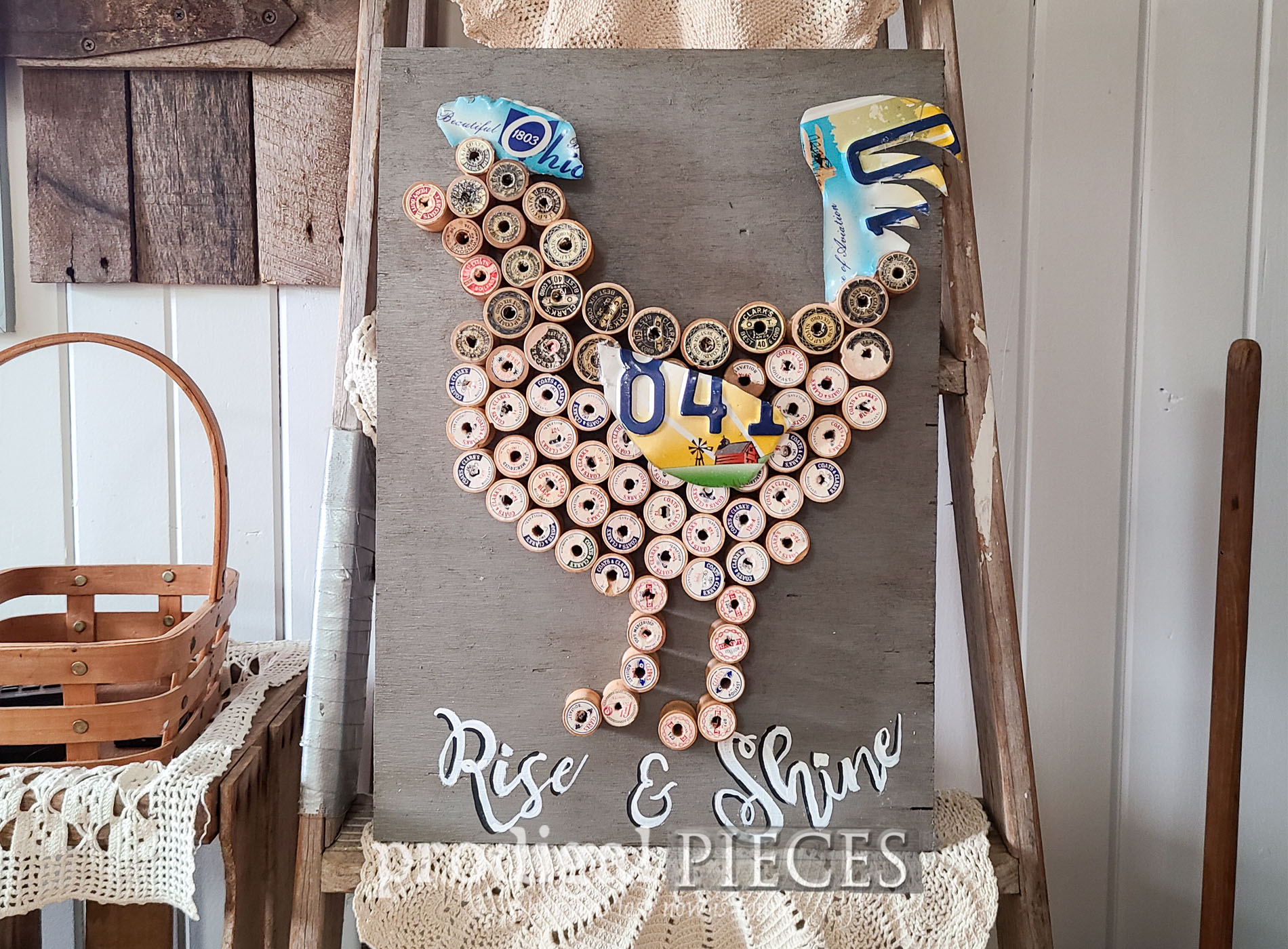 Upcycled Wooden Thread Spool Art