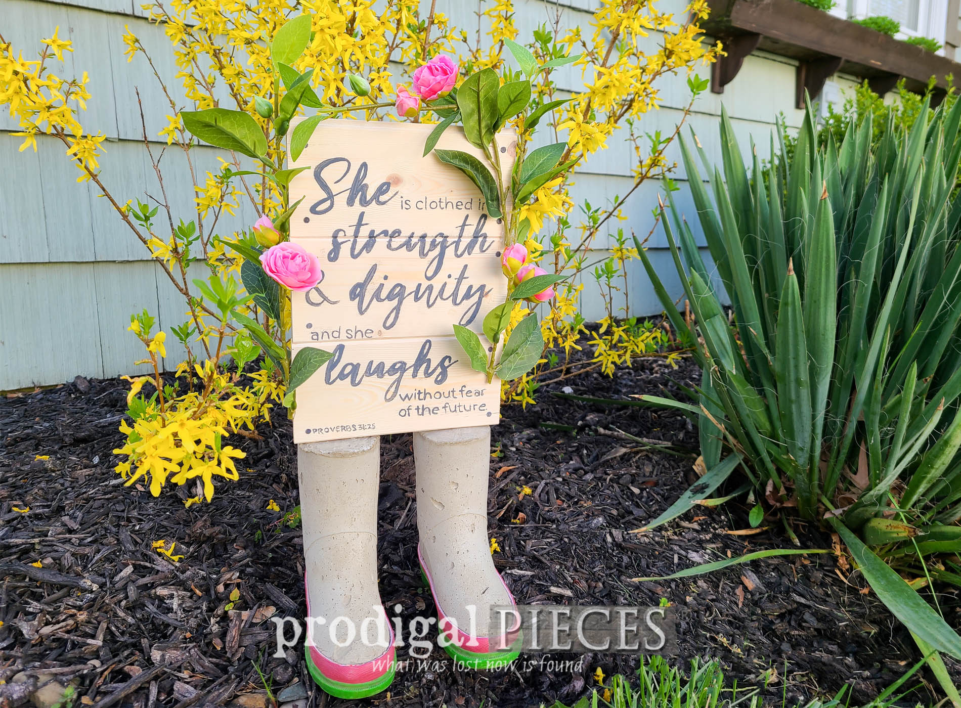 DIY Concrete Boot Sign for Mother's Day