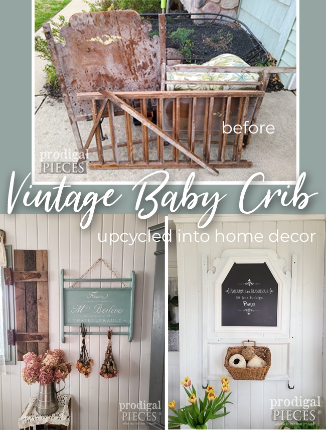 A vintage baby crib upcycled into two different French signs makes for fun home decor by Larissa of Prodigal Pieces | prodigalpieces.com prodigalpieces diy vintage upcycle home