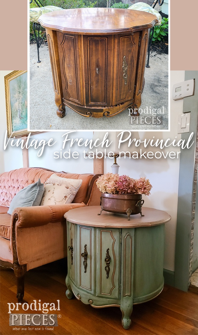 A worn out vintage French provincial side table is refinished and restored by Larissa of Prodigal Pieces | prodigalpieces.com prodigalpieces vintage french diy homedecor furniture