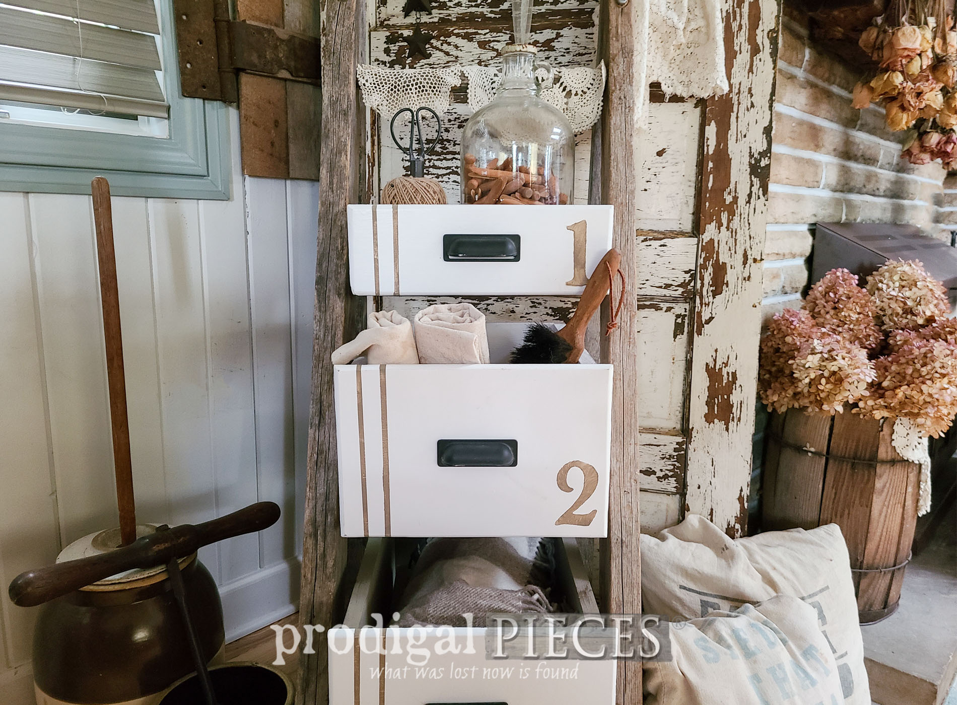 Upcycled Drawers Tiered Ladder Stand