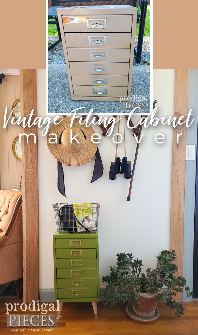 A vintage filing cabinet is taken to new heights with a makeover by Larissa of Prodigal Pieces | prodigalpieces.com prodigalpieces vintage diy homedecor