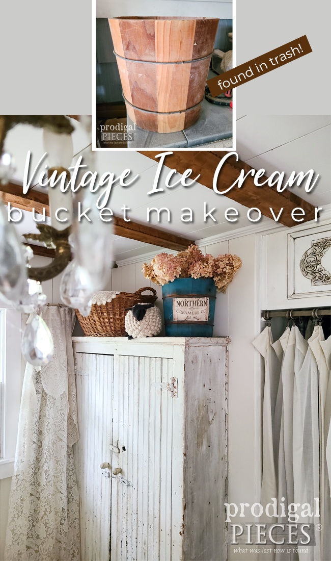 Found in the trash, this vintage ice cream bucket is perfect for farmhouse style by Larissa of Prodigal Pieces | prodigalpieces.com prodigalpieces farmhouse diy home