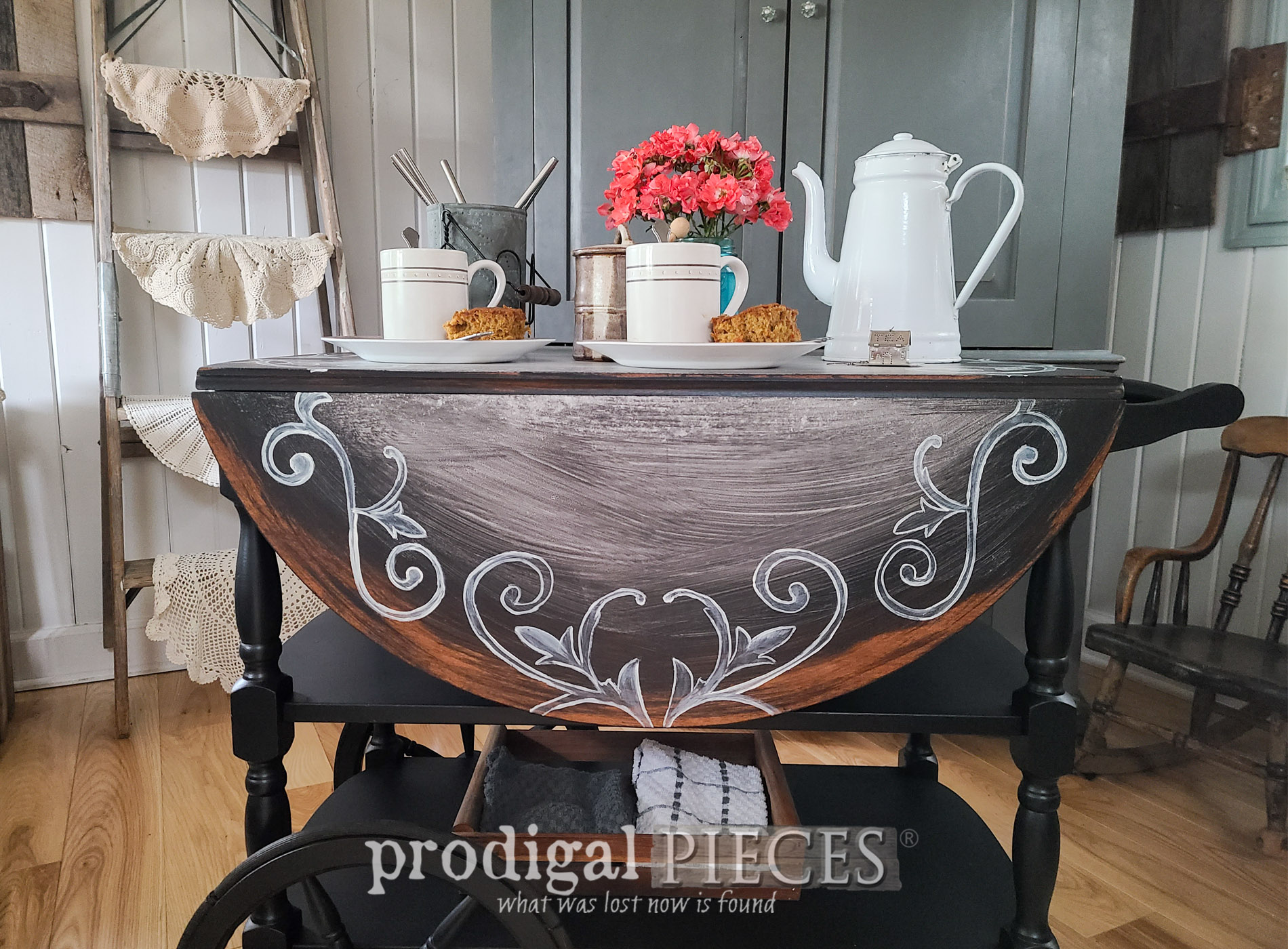 Broken Tea Cart Makeover