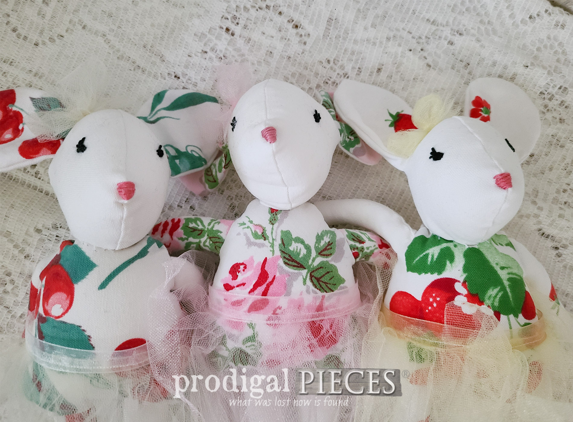 Vintage Tablecloth Upcycled Doll
