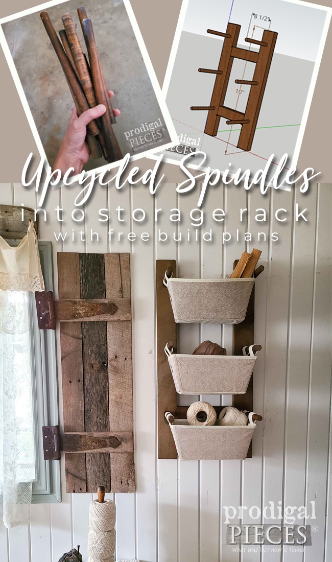 A broken chair becomes more when the upcycled spindles turn into a DIY Wall Storage Rack | free plans!! | by Larissa of Prodigal Pieces | prodigalpieces.com prodigalpieces upcycled diy free farmhouse woodworking
