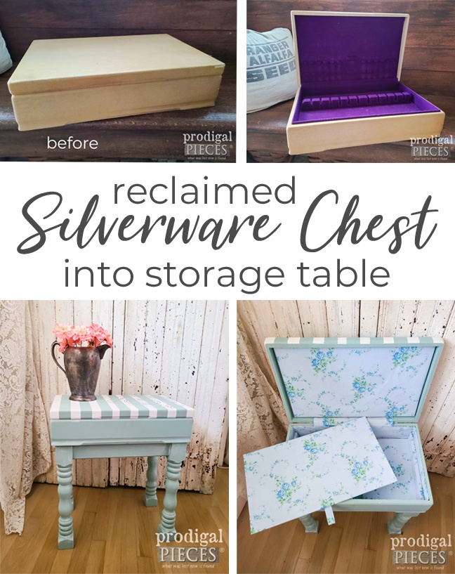 A Reclaimed Silverware Chest is turned into a Storage Side Table by Larissa of Prodigal Pieces | prodigalpieces.com prodigalpieces furniture reclaimed diy