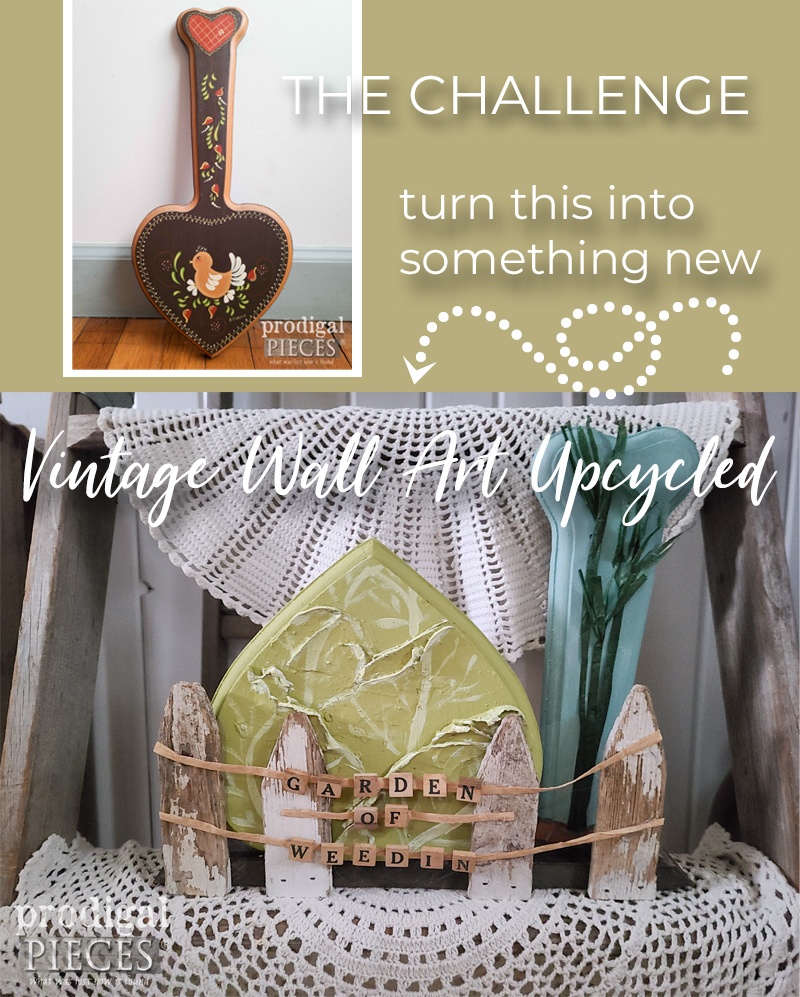 The Challenge is to Upcycle this Vintage Wall Art | Now it is Garden of Weedin' Art by Larissa of Prodigal Pieces | prodigalpieces.com prodigalpieces upcycled repurposed