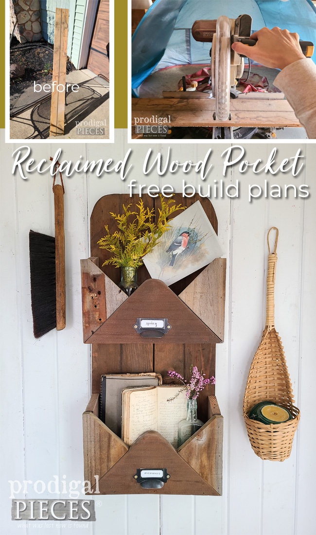 Build a reclaimed wood pocket storage wall bin with these free build plans by Larissa of Prodigal Pieces | prodigalpieces.com prodigalpieces