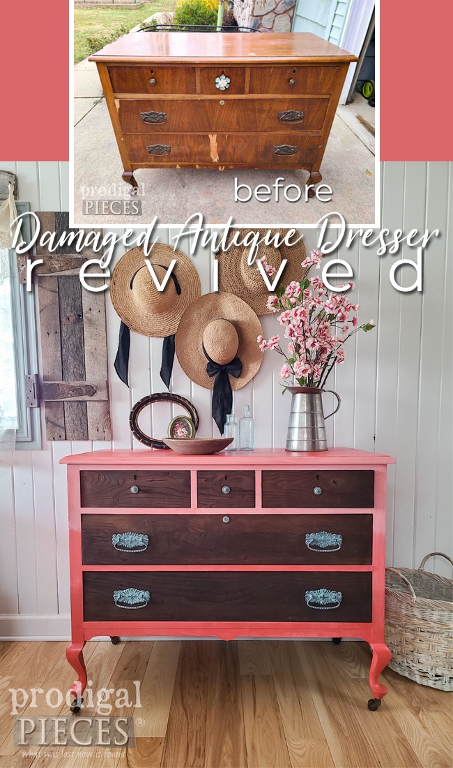 A damaged antique dresser gets a revival into Boho style by Larissa of Prodigal Pieces | prodigalpieces.com prodigalpieces boho diy furniture vintage