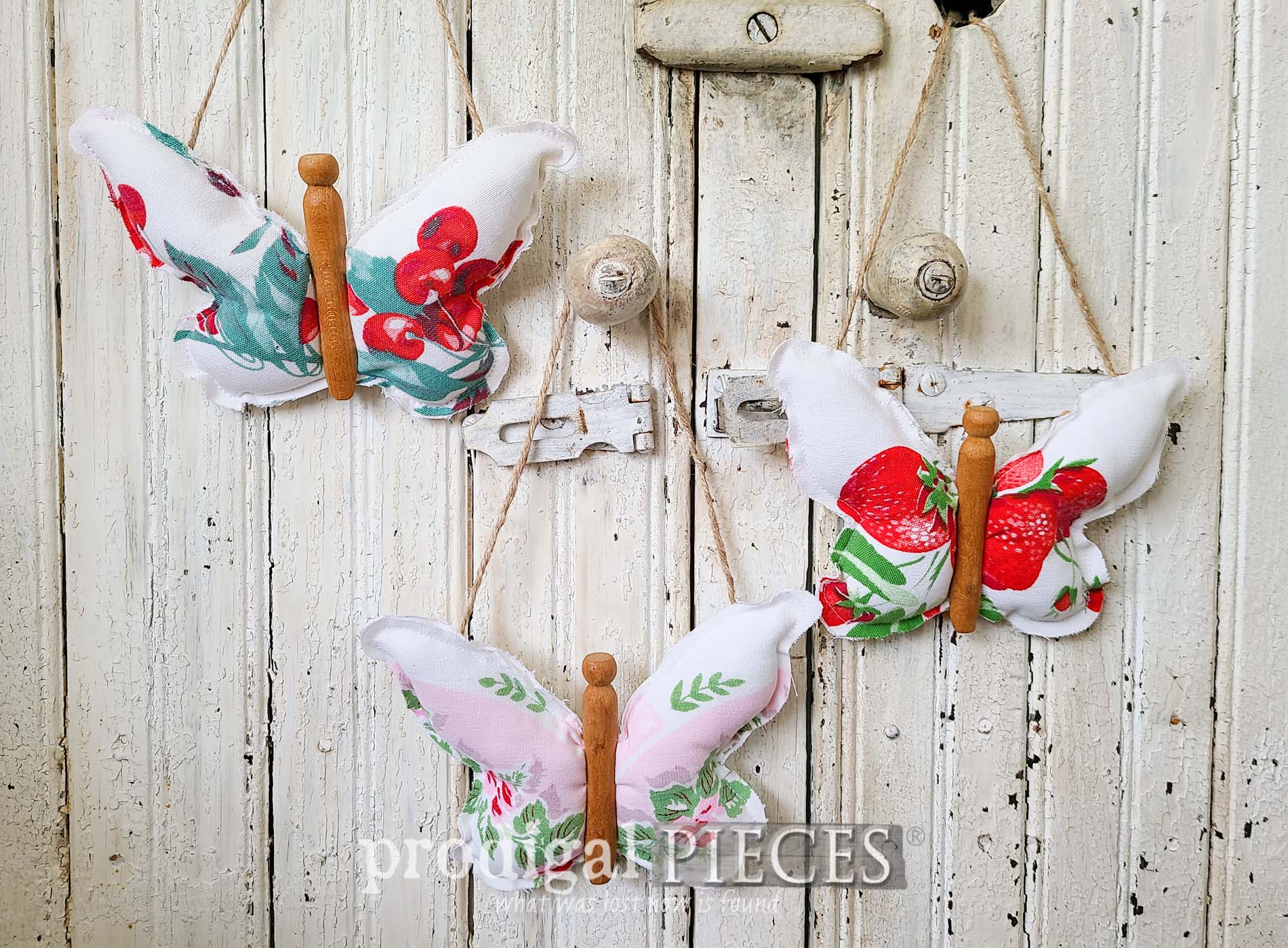Refashioned Tablecloth Clothespin Butterflies
