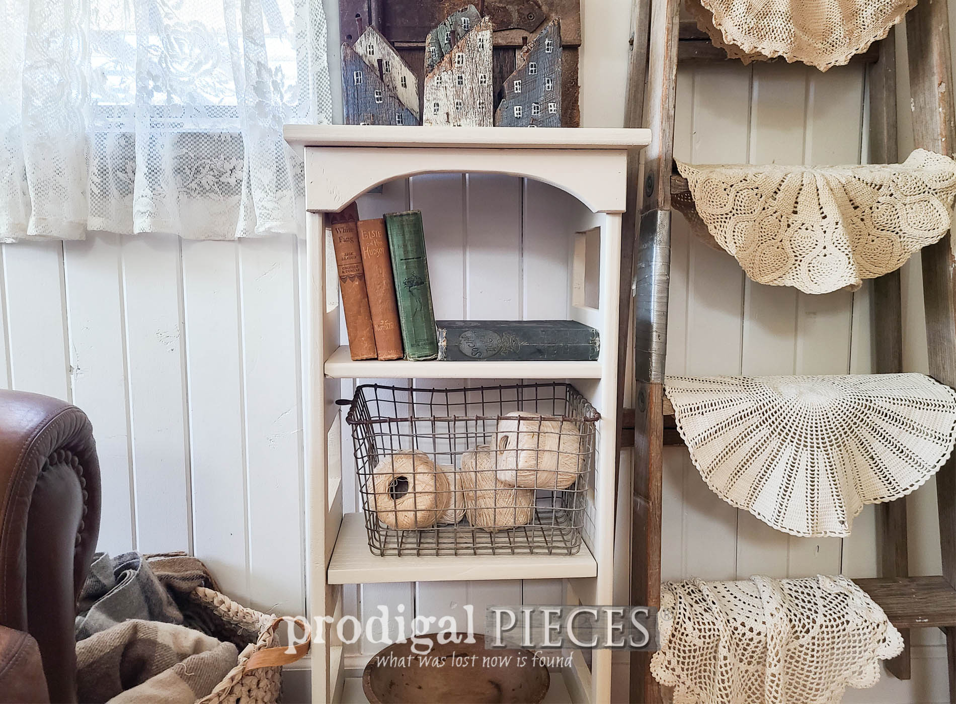 Vintage Bookshelf Heart Cut-Out Makeover