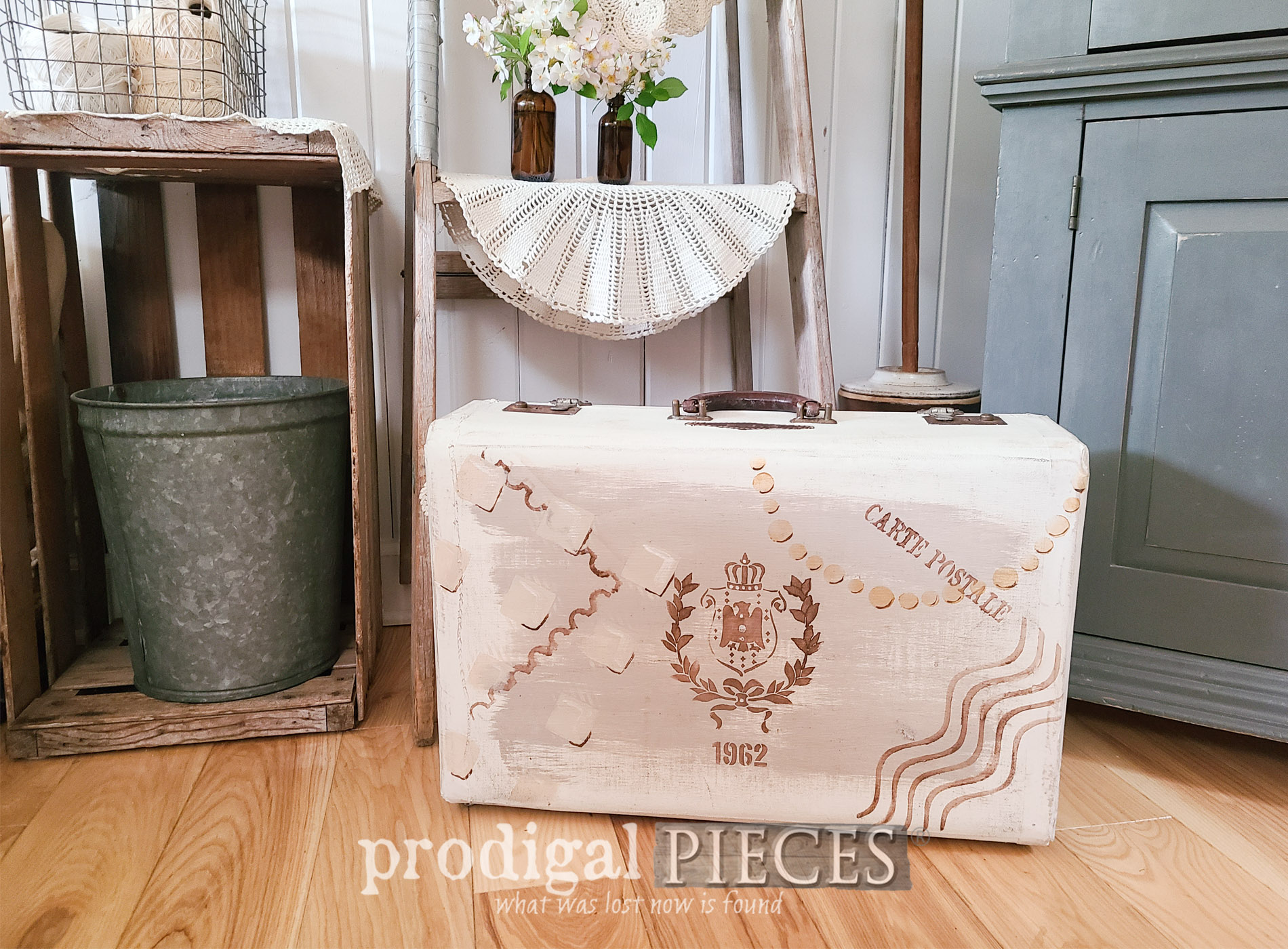 Vintage Luggage Painted
