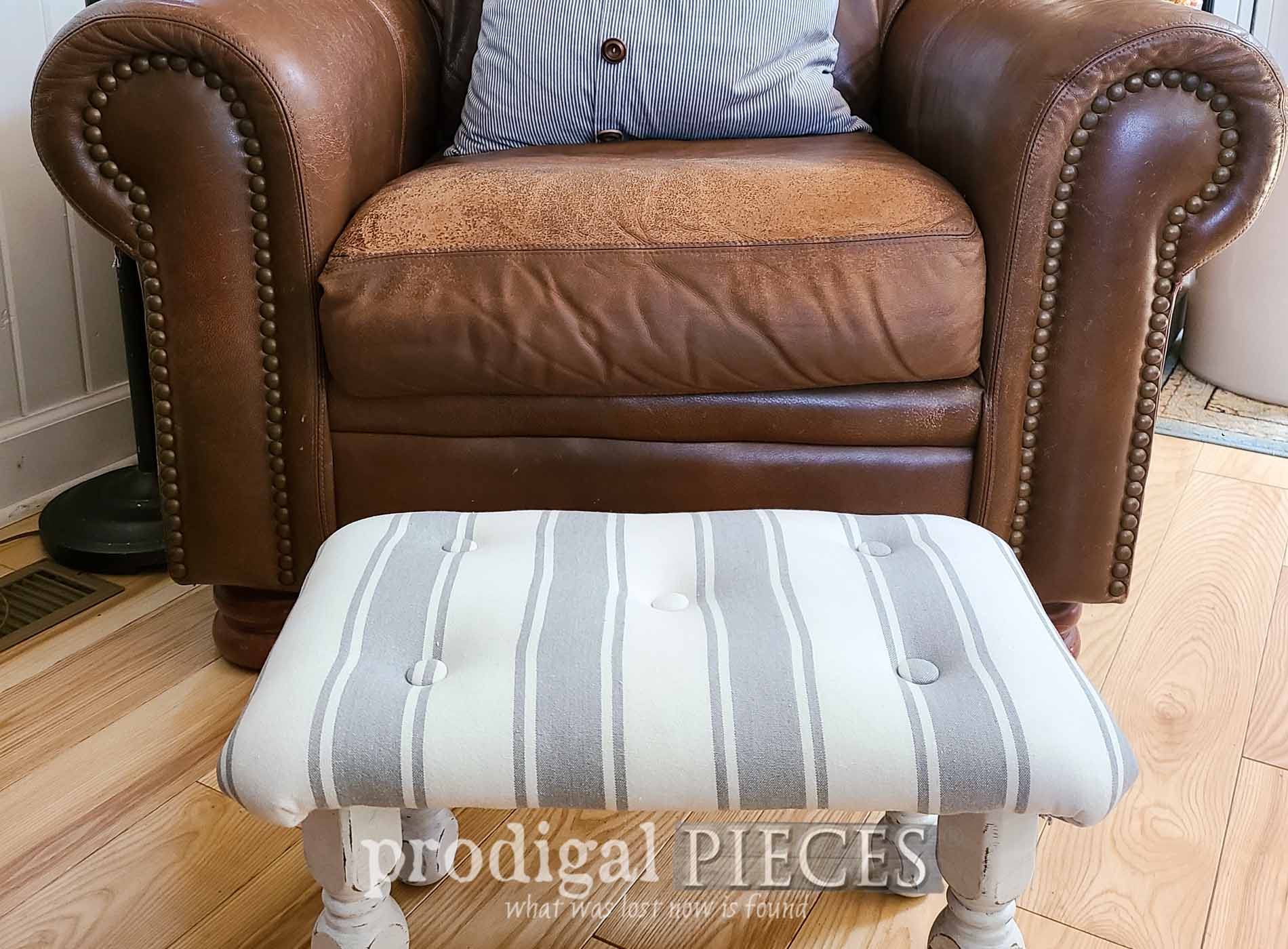 Wooden Footstool Makeover