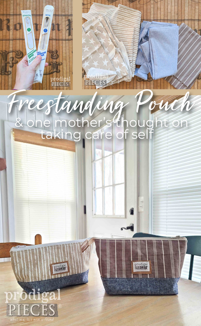 Make a DIY freestanding pouch for you and a friend that needs some self-care and love by Larissa of Prodigal Pieces | prodigalpieces.com prodigalpieces