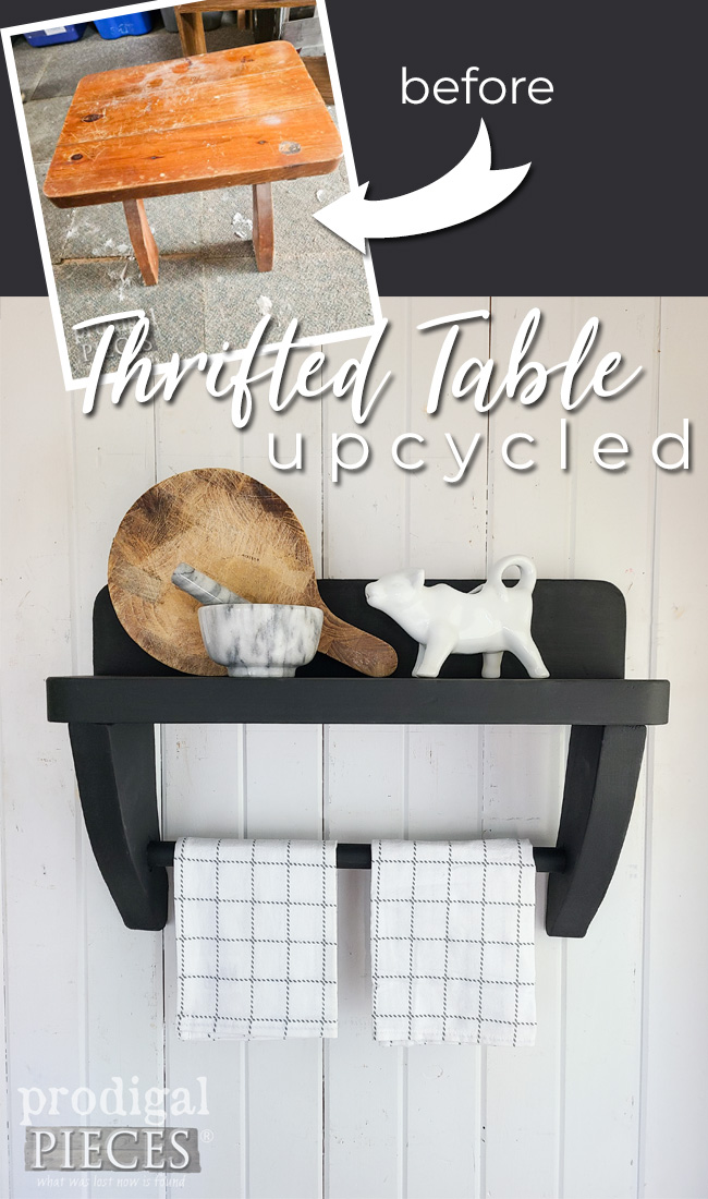 A thrifted table becomes much more with the help of Larissa of Prodigal Pieces starting with a reclaimed shelf | prodigalpieces.com prodigalpieces