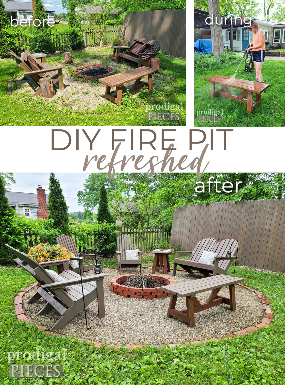 Larissa of Prodigal Pieces shows you her DIY Fire Pit Refresh Using Basic Steps and a Budget | prodigalpieces.com prodigalpieces