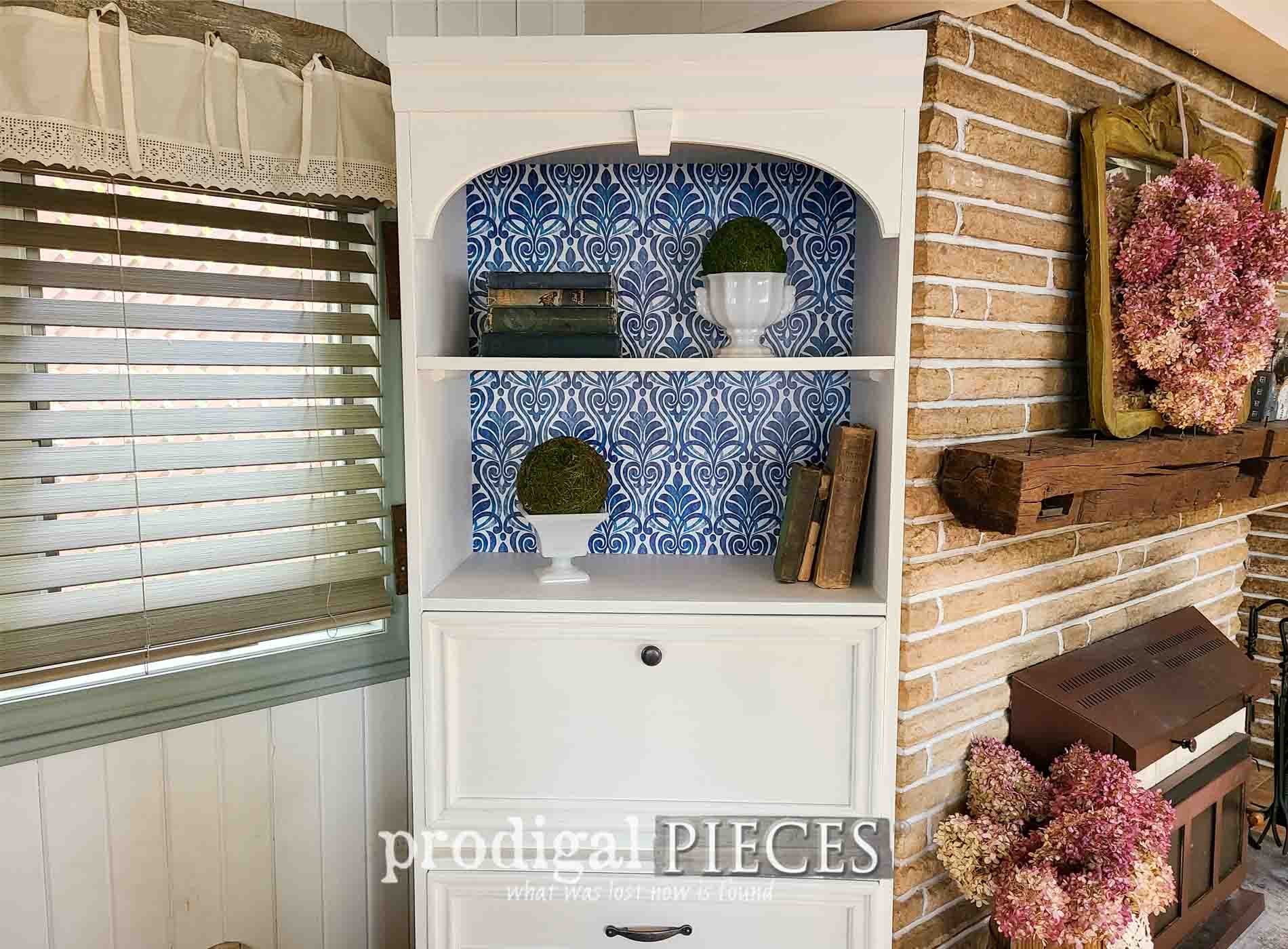 Vintage Bookcase with Secretary Desk