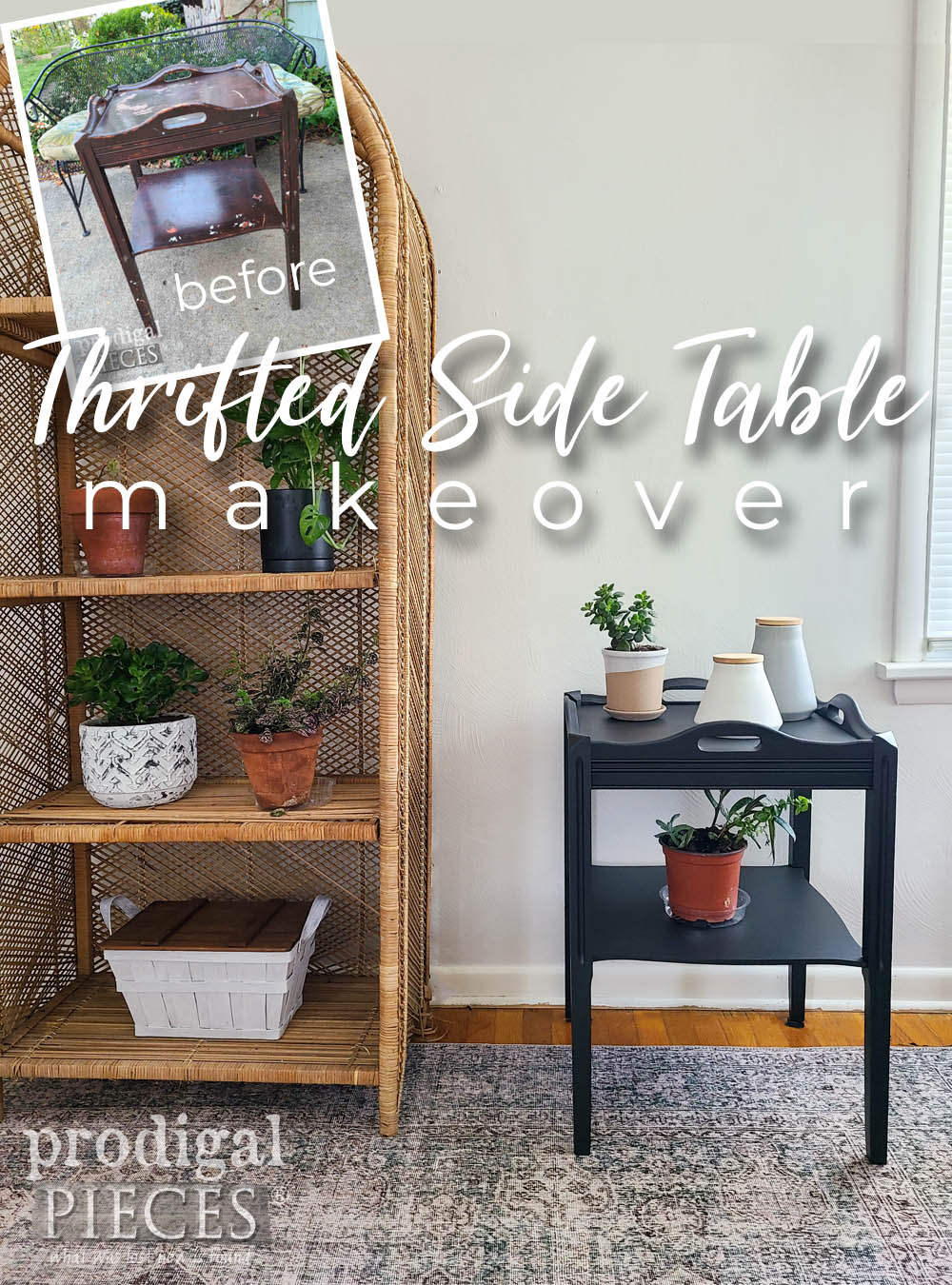This damaged thrifted side table gets a refresh for Boho style by Larissa of Prodigal Pieces | prodigalpieces.com prodigalpieces