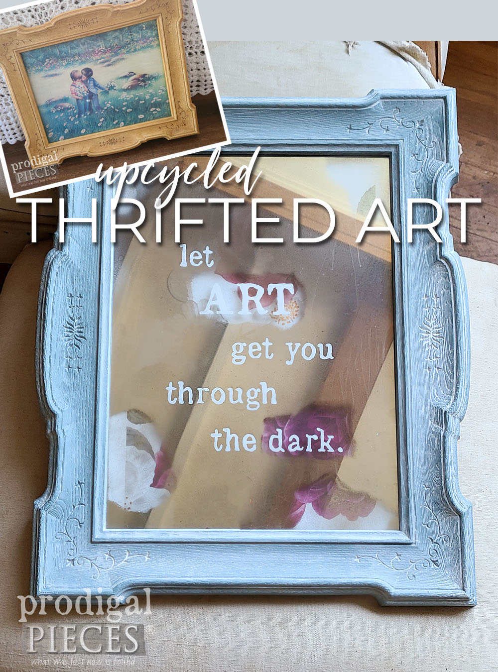 Upcycled Thrifted Art giving light to those fighting depression and anxiety by Larissa of Prodigal Pieces | prodigalpieces.com prodigalpieces